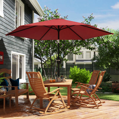 Outsunny 2.6 m Garden Parasol Umbrella with Aluminium Pole, Outdoor Patio Umbrella with Tilt and Crank, Vent, Wine Red 