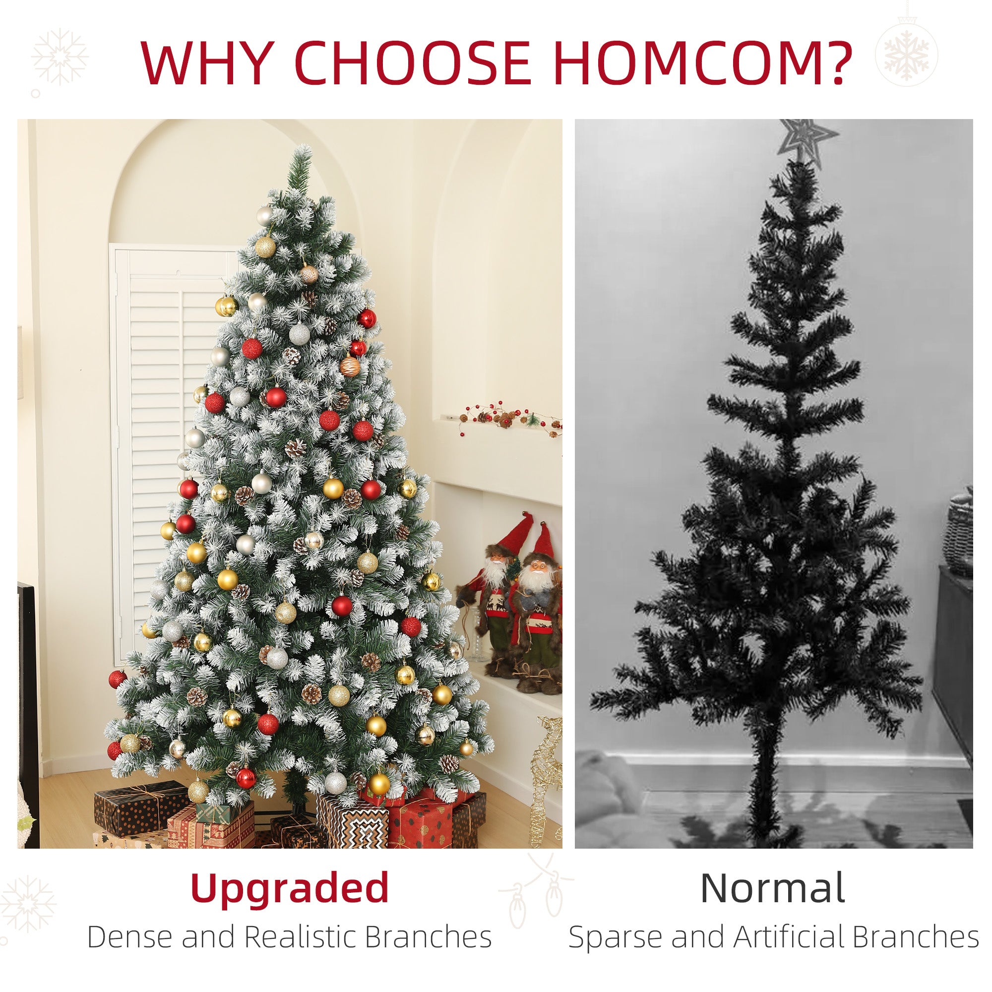 HOMCOM 7ft Snow-Dipped Artificial Pine Christmas Tree