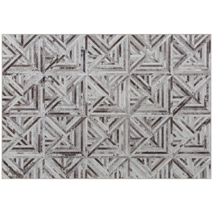 HOMCOM Modern Area Rug, Triangle Pattern Non-Slip Washable Rug, Chenille Floor Carpet for Living Room, Bedroom, Dining Room, Home Office, 170 x 120 cm, Brown