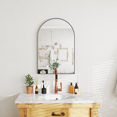 HOMCOM 60 x 90cm Arched Home Mirror - Black 