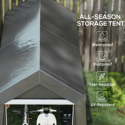 Outsunny 3.6 x 2.1m Portable Outdoor Shed, with Window - Dark Grey 