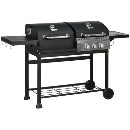 Outsunny Dual Fuel BBQ Grill - Black 