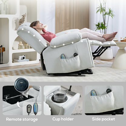 HOMCOM Velvet-Feel Electric Riser, Recliner and Massage Armchair - Light Grey 
