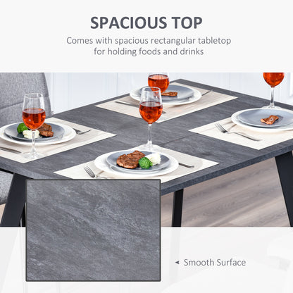 HOMCOM Dining Table, Contemporary Rectangle Kitchen Table with Metal Legs and Spacious Tabletop for Dining Room, Living Room, Dark Grey 