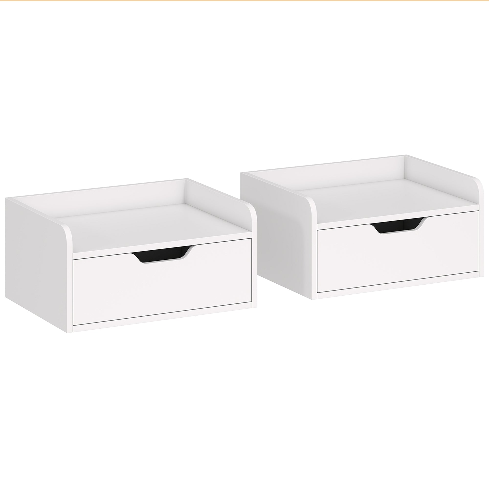 HOMCOM Floating Nightstands Set of 2, Wall Mounted Bedside Table with Drawer for Bedroom, White 