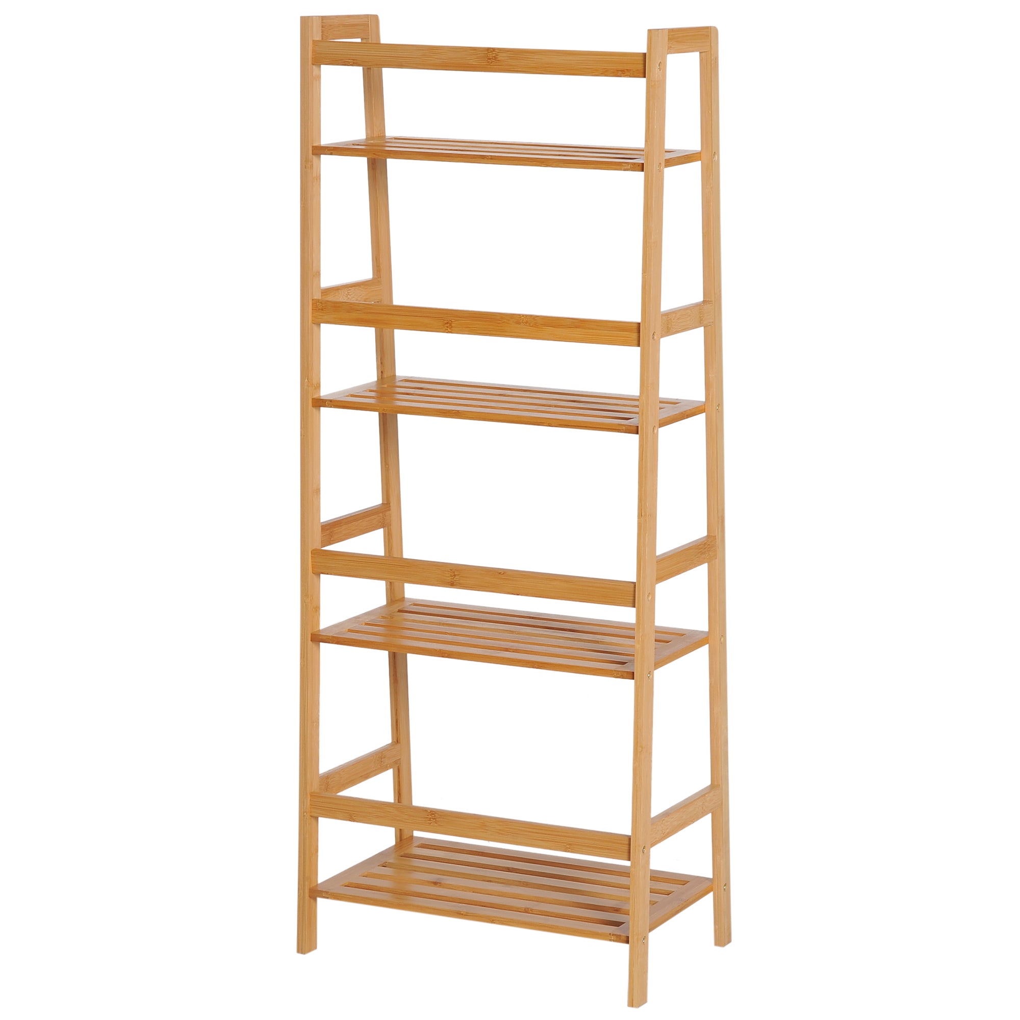 HOMCOM Bamboo Ladder Shelf, 4-Tier Bookshelf, Freestanding Bookcase for Living Room, Study, Bedroom, Home Office, 48 x 31.5 x 120cm, Natural Wood Effect 