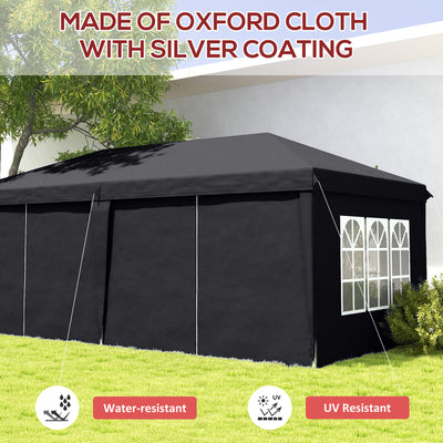 Outsunny 3 x 6m Pop-Up Gazebo, with Curtain Walls and Windows - Grey 