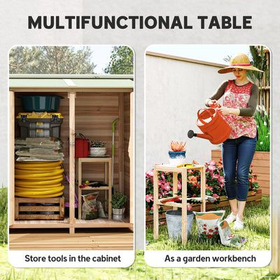 Outsunny 140 x 75 Fir Wood Garden Shed, with Asphalt Roof - Natural 