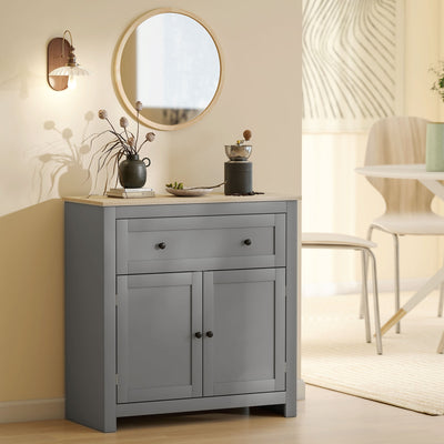 HOMCOM Sideboard Storage Cabinet, Morden Kitchen Cupboard with Adjustable Shelf, Drawer and Double Doors, Sideboard for Living Room, Dining Room, Hallway, Grey 