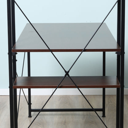 HOMCOM Computer Desk with Storage Shelves on Left or Right, Industrial Reversible Writing Desk for Home Office, Study, Easy Assembly, 120 x 64 x 121cm, Walnut and Black 