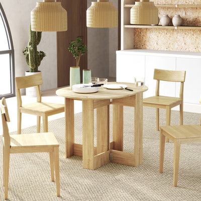 HOMCOM Space-saving Drop Leaf Table, Folding Dining Table for Small Space, Kitchen, Dining Room, Oak 