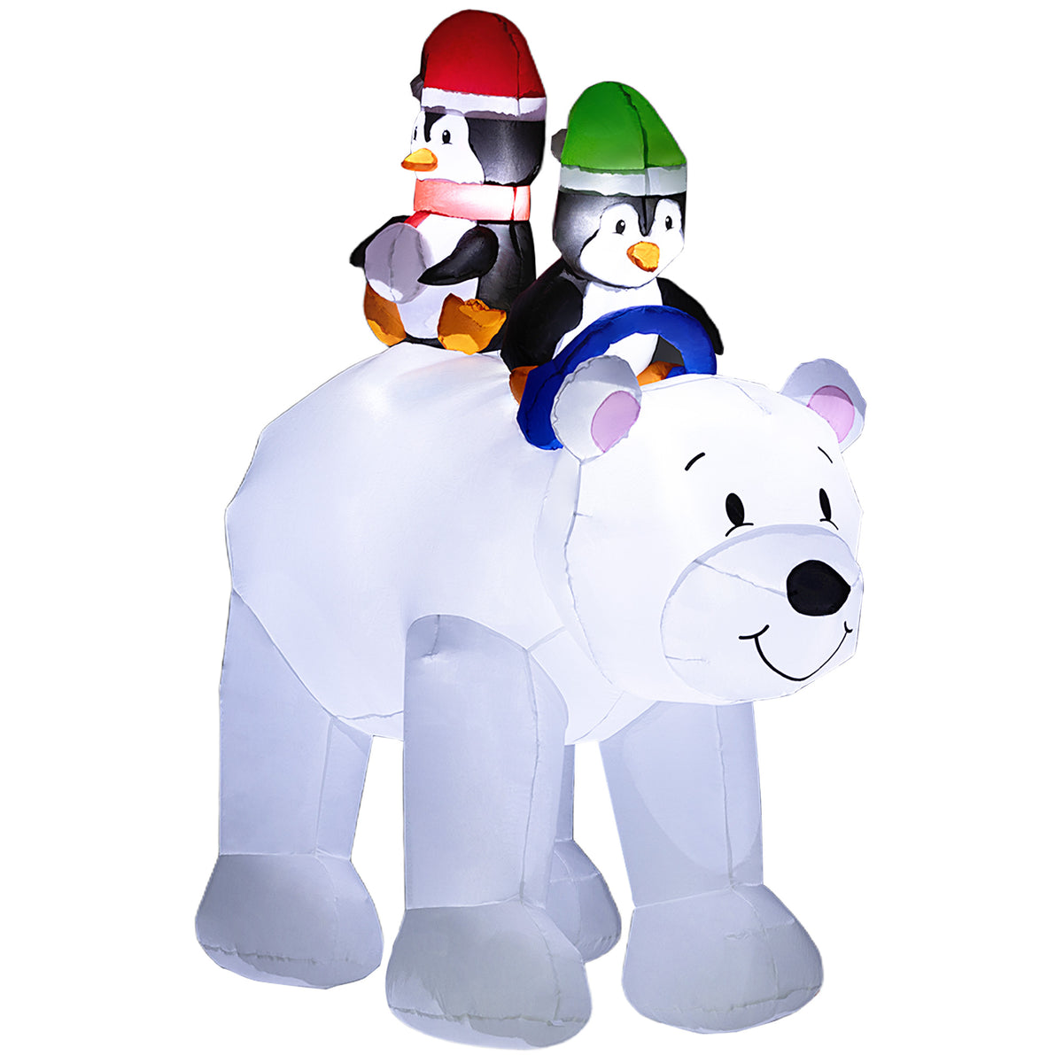 Outsunny 6.4ft Inflatable Polar Bear and Penguin Christmas Inflatable 