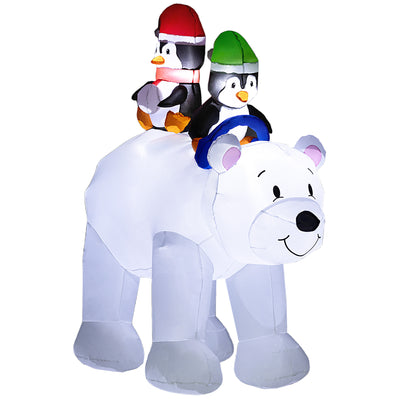 Outsunny 6.4ft Inflatable Polar Bear and Penguin Christmas Inflatable 