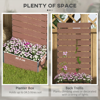 Outsunny 34 x 69.5cm Garden Planter Box, with Back Trellis, Brown 