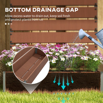 Outsunny Raised Bed for Garden, Planter with Trellis for Climbing Plants, Vines, Planter Box with Drainage Gap, Light Brown 