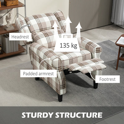 HOMCOM 160\'c2\'b0 Reclining Armchair, with Footrest - Brown 