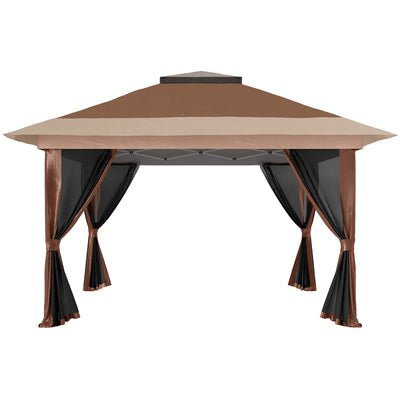 Outsunny 3.6 x 3.6m Pop-Up Gazebo, with Accessories - Brown 