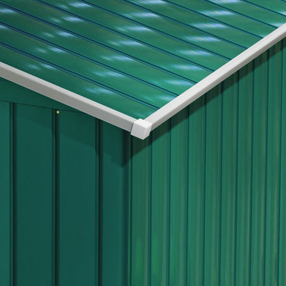 Outsunny 7 x 4ft Metal Garden Shed, Outdoor Storage Tool House with Ventilation Slots, Foundation Kit and Lockable Double Doors, Green 
