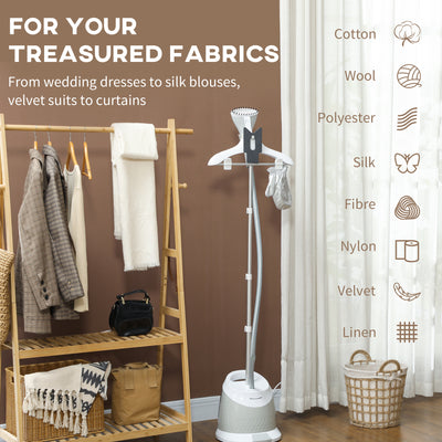 HOMCOM 1800W Standing Clothes Steamer, with Accessories - Grey 