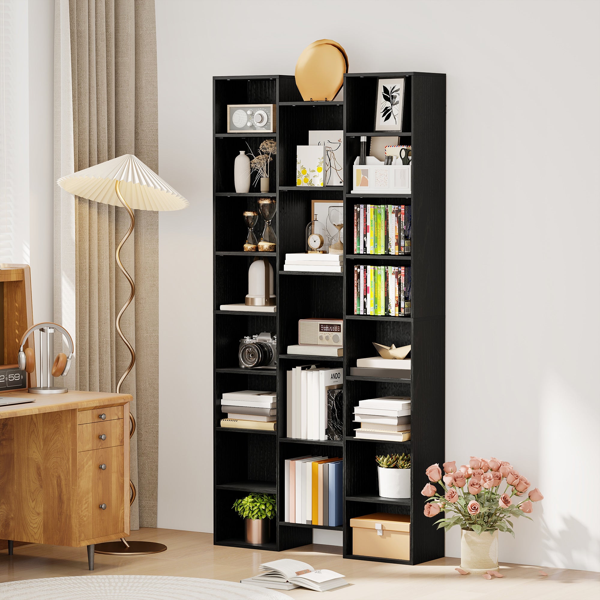 HOMCOM 21-Compartment Bookshelf - Black 