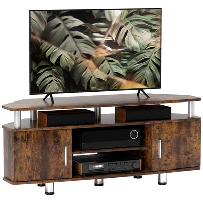 HOMCOM TV Unit Cabinet for TVs up to 55 Inches with Storage Shelves and Cupboard, Entertainment Centre for Living Room, Rustic Brown 
