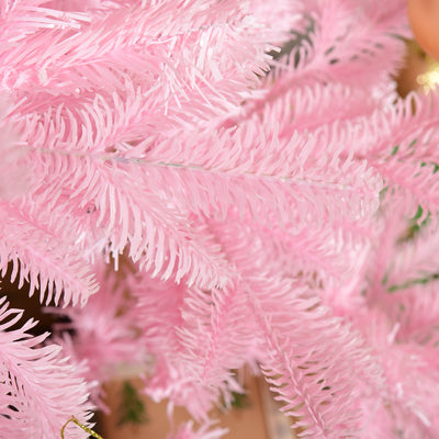 HOMCOM 5FT Artificial Christmas Tree Holiday Xmas Holiday Tree Decoration with Automatic Open for Home Party, Pink 