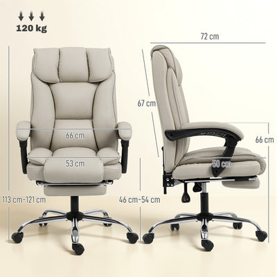 HOMCOM Pet-Friendly Faux Leather Computer Desk Chair, Executive Office Chair with Footrest and Double-Layer Padding, Khaki