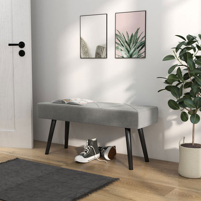 HOMCOM End of Bed Bench with X-Shape Design and Steel Legs, Upholstered Hallway Bench for Bedroom, Grey 