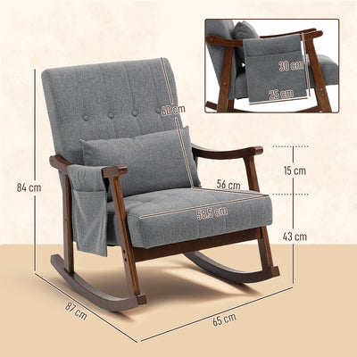 HOMCOM Wood Frame Rocking Accent Chair - Grey 