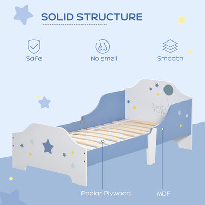 HOMCOM Toddler Bed Frame, Kids Bedroom Furniture for Boys Girls with Safe Guardrails, Low Junior Blue 
