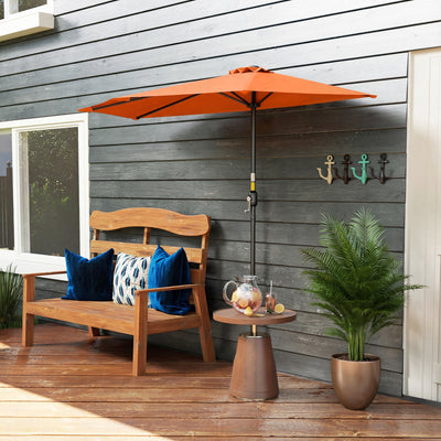 Outsunny Half Round Parasol Umbrella - Orange 