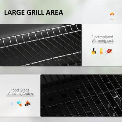 Outsunny Charcoal Grill, with Height-Adjustable Coal Pan - Black 
