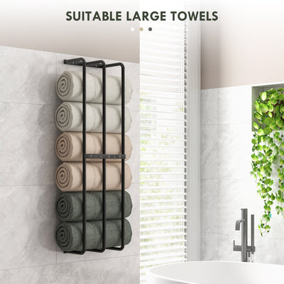 HOMCOM Six Large Towel Metal Holder, with Mounting Accessories 