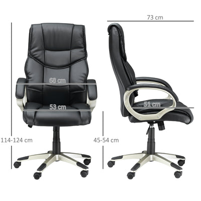 HOMCOM Home Office Chair High Back Computer Desk Chair with Faux Leather Adjustable Height Rocking Function Black 