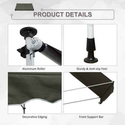 Outsunny 3x1.5m  Adjustable Outdoor Aluminium Frame Awning Grey 