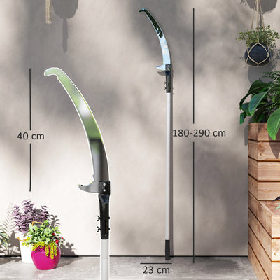 Outsunny 1.8-2.9 m Extendable Tree Pruner, Tree Lopper Long Reach Telescopic with Extendable Handle & 40 cm Saw, Lightweight Manual Pole Saw for High Branches Trimming 