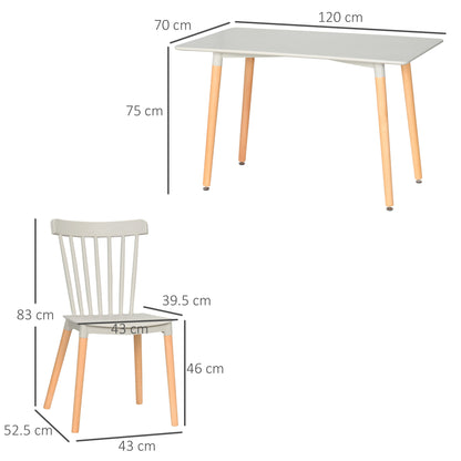 HOMCOM 5 Piece Dining Table Set with Beech Wood Legs, Space Saving Table and 4 Chairs for Small Kitchens, Grey 