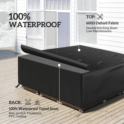 Outsunny Large Patio Garden Furniture Set Cover 600D Oxford Square Waterproof, 230 x 230 x 70 cm, Black 