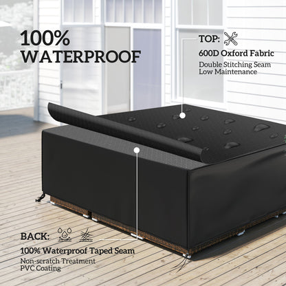 Outsunny Large Patio Garden Furniture Set Cover 600D Oxford Square Waterproof, 230 x 230 x 70 cm, Black 