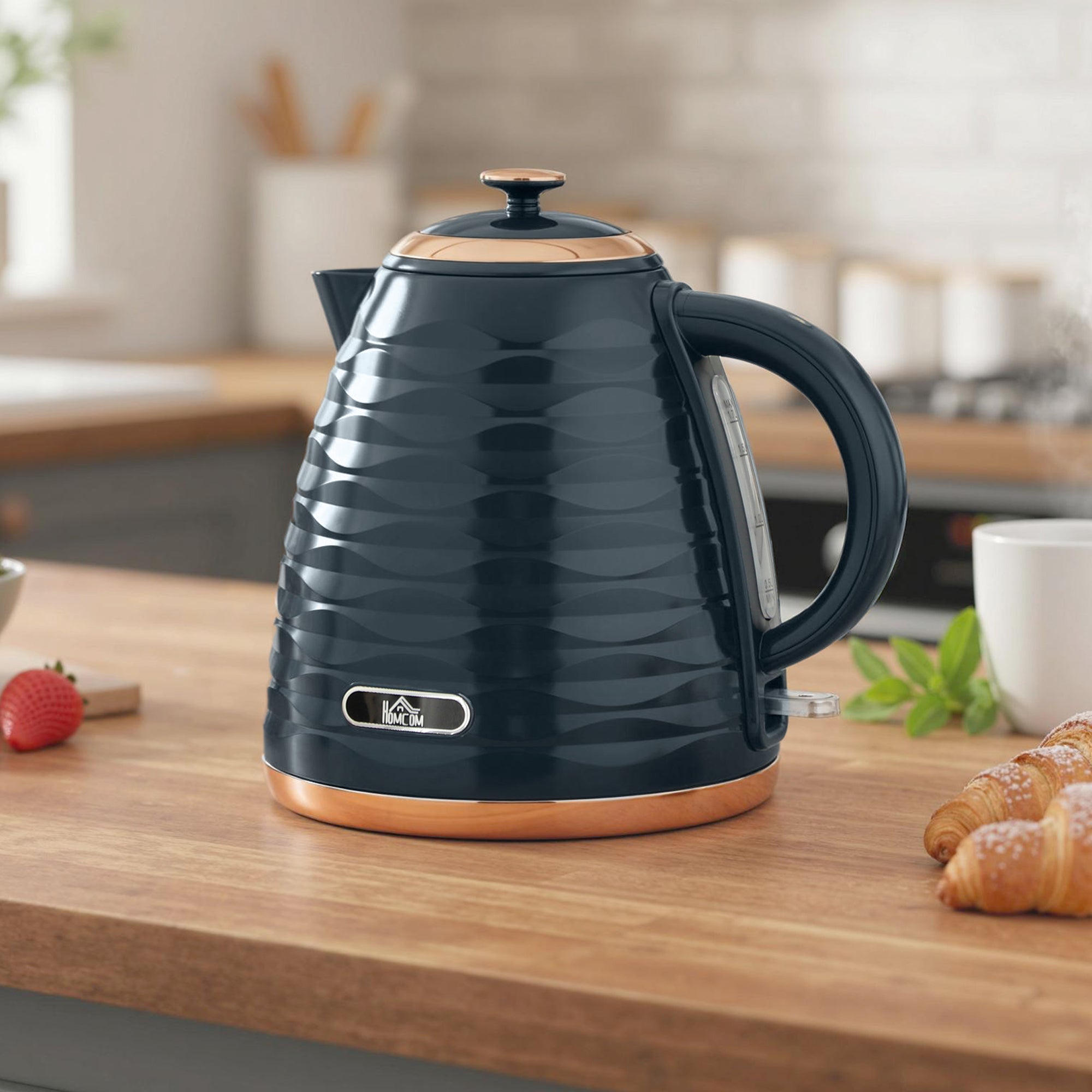 HOMCOM 3kW Rapid Boil Honeycomb Kettle - Dark Blue 