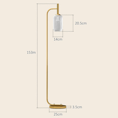 HOMCOM Floor Lamp for Living Room with Glass Lampshade, Modern Standing Lamp with Foot Switch for Bedroom, Bulb not Included, Gold Tone 