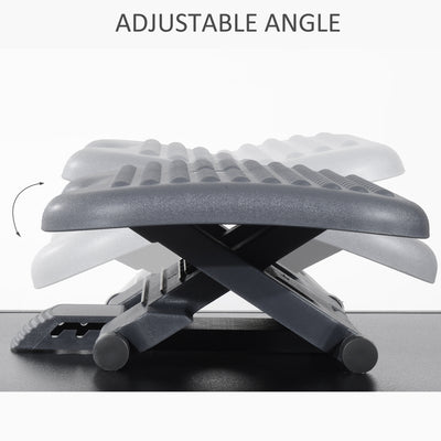 HOMCOM Footrest Adjustable Height & Angle Tilting Platform Home Office Foot Rest Charcoal Grey 