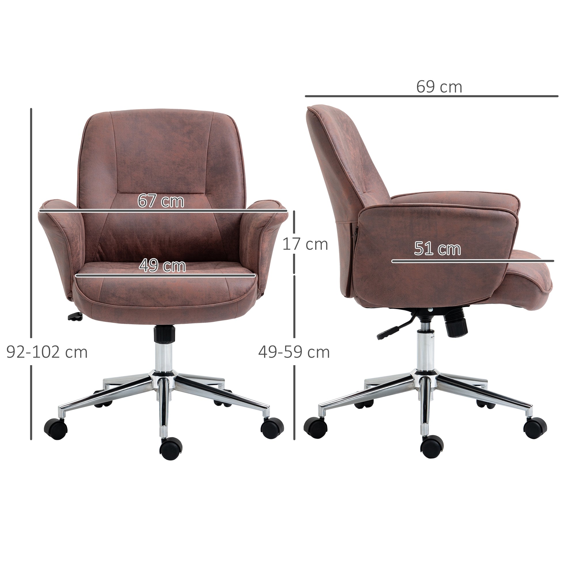 Vinsetto Office Chair, Desk Chair, Swivel Computer Chair with Armrest and Rolling Wheels for Home and Work, Red 