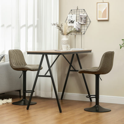 HOMCOM Set of Two Linen-Look Bar Stools - Brown 