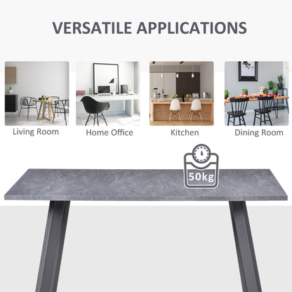 HOMCOM Dining Table, Contemporary Rectangle Kitchen Table with Metal Legs and Spacious Tabletop for Dining Room, Living Room, Dark Grey 
