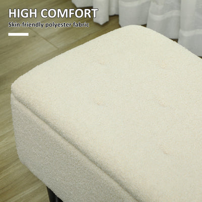 HOMCOM 47L Teddy Fleece Storage Ottoman - Cream 
