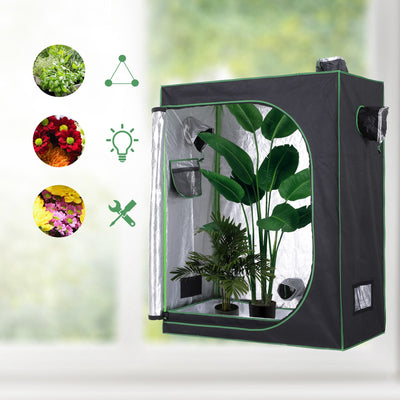Outsunny Grow Tent Reflective Mylar Hydroponic with Adjustable Vents and Floor Tray for Indoor Plant Growing, 120 x 60 x 150 cm (47" x 23.5" W x 59") 
