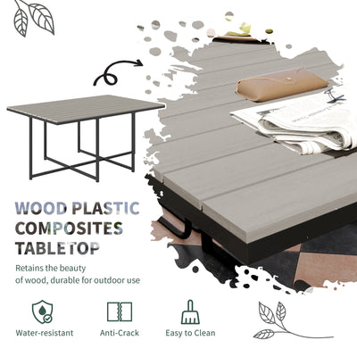 Outsunny 10 Seater Rattan Cube Garden Furniture Set, Rattan Dining Set with Cushions, Outdoor Dining Table and Chairs with 6 Armchairs, 4 Stools, Rectangular Wood Grain Plastic Top Table, Grey 