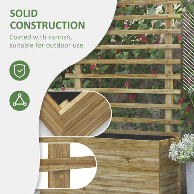 Outsunny Wooden Raised Planter, with Back Trellis - Natural Finish 