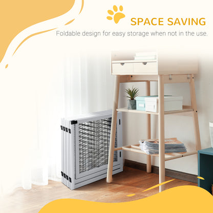 PawHut 8 Panels Foldable Pet Gate with Support Feet, for House, Doorway, Stairs, Small and Medium Dogs - White 
